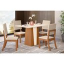 Ver imagem 1 de Conjunto: Mesa de Cozinha Orus Tampo Madeirado C/ Vidro 120x80cm e 4 Cadeiras Milla Nature/linho -