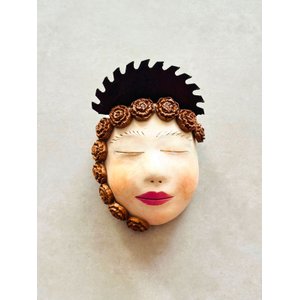 Máscara de Mulher Nene Cavalcanti. Artesanal Parede Pendurar