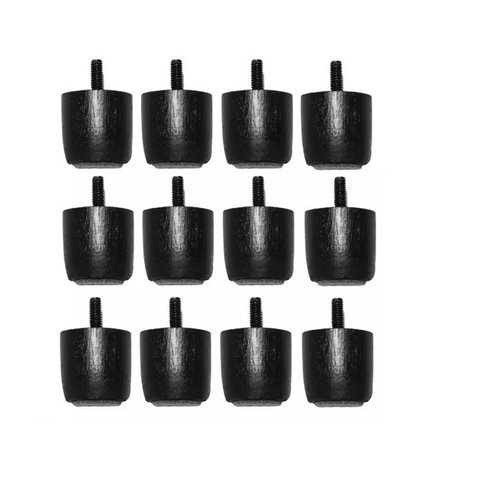 Kit 12 Pés Cama Box Baú Casal Modelo Mini 3 Cm de Altura Madeira Maciça Cor:preto