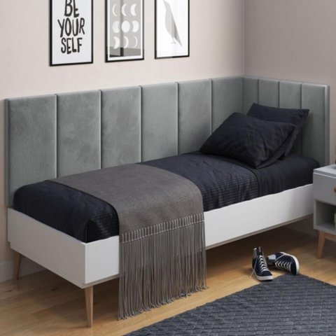 Conjunto de Cabeceira Solteiro Vital Sued Cinza