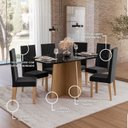 Ver imagem 6 de Sala de Jantar Isa 160cm Vidro 6 Cadeiras Laura Preto/Mel