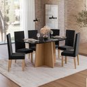 Ver imagem 1 de Sala de Jantar Isa 160cm Vidro 6 Cadeiras Laura Preto/Mel