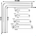 Ver imagem 2 de Kit Alças Barras de Apoio 2-70x70 1-alça 80cm 1-60cm e 2-alças de 30 Cm Banheiro Corrimão Vaso Único