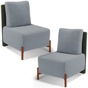 Ver imagem 1 de Kit 02 Poltronas Decorativas Sala de Estar Living Hungria L02 Couríssimo Verde Bouclê Cinza - Lyam L