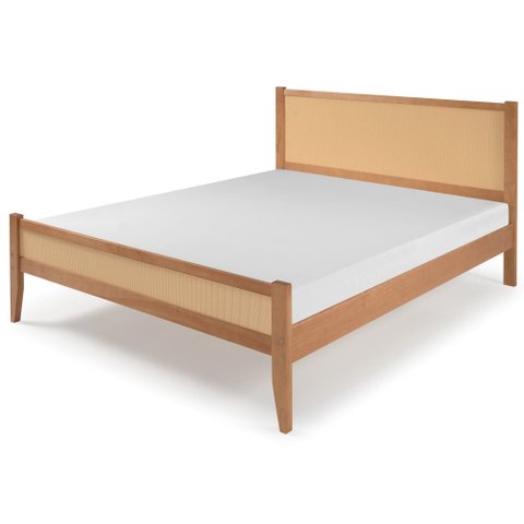 Cama Queen Inari | 165,5 Cm X 197cm | Madeira Maciça com Palhinha | Caramelo Caramelo