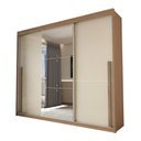 Ver imagem 3 de Guarda-roupa Casal Arcadia 3 Portas 6 Gavetas com Espelho Cinamomo/off White - Panorama Móveis