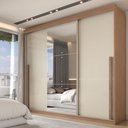 Ver imagem 1 de Guarda-roupa Casal Arcadia 3 Portas 6 Gavetas com Espelho Cinamomo/off White - Panorama Móveis