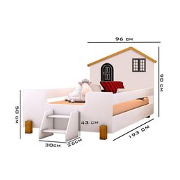 Cama Solteiro Casinha Branco Mel e Preto com 2 Luminárias - 5
