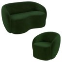 Ver imagem 2 de Conjunto 1 Sofá Living 180cm e 1 Poltrona Decorativa Sala de Estar Íbis Encosto Fixo Veludo Verde G3