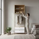 Ver imagem 1 de Estante Multiuso Alta com 2 Gavetas e Cabideiro Infinity 2061 Genialflex