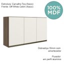 Ver imagem 4 de Armario Aereo 3 Portas Mdf 120 Cm Kali 12197 Carvalho Toq Off White Cetim Nicioli