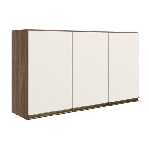 Armario Aereo 3 Portas Mdf 120 Cm Kali 12197 Carvalho Toq Off White Cetim Nicioli