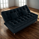 Ver mais imagens de Sofa Cama 2 Lugares 185 Cm Duda Veludo Inca E451 Preto Milani Store
