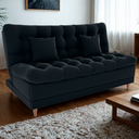 Ver imagem 2 de Sofa Cama 2 Lugares 185 Cm Duda Veludo Inca E451 Preto Milani Store