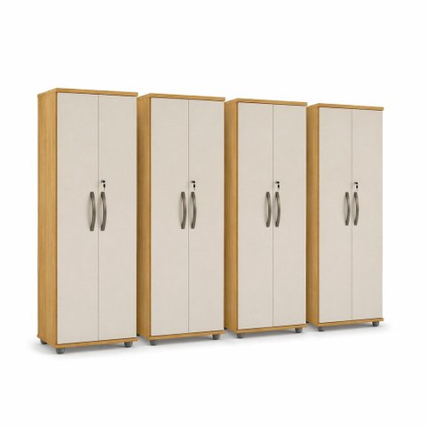 Kit 4 Armários Multiuso Caio 2 Portas com Chave  Armário para Lavanderia