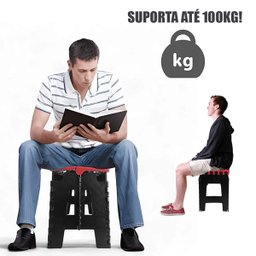 Banco Dobrável Portátil até 100kg Plástico Vermelho - 4