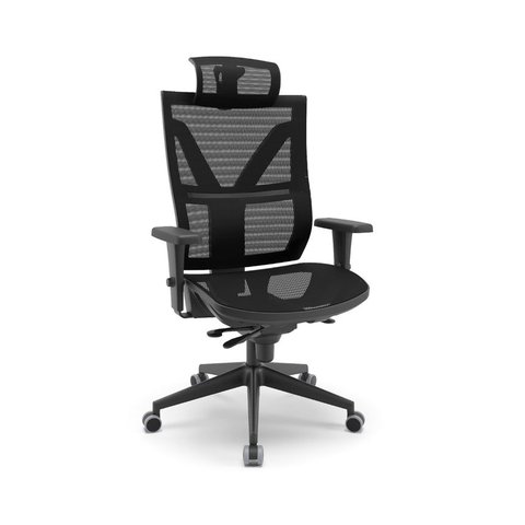 Cadeira Presidente Darix X+ Base Nylon Piramidal Slider Assento e Encosto Tela Braços 3d