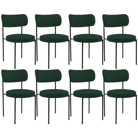 Kit 08 Cadeiras Estofadas para Sala de Jantar Louise L02 Suede Verde Musgo - Lyam Decor
