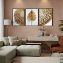Ver mais imagens de Kit 3 Quadros Folhagem Palha Nude Moldura:preta