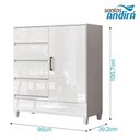 Ver imagem 7 de Guarda Roupa Casal Bélgica 2 Portas de Correr 2 Gavetas MDP com Cômoda Fit Branco Brilho Santos