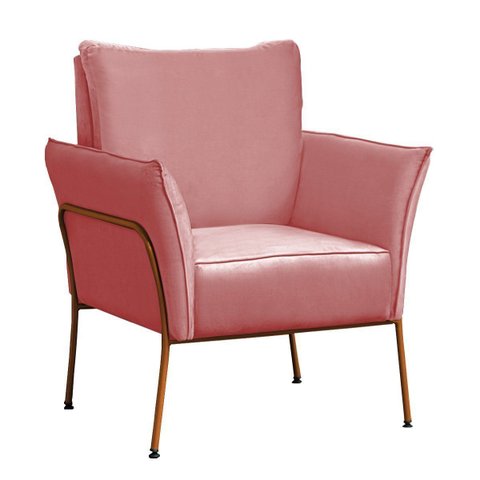 Poltrona para Sala Decorativa Lotus Bronze Assento Veludo Rosê - Iben Móveis