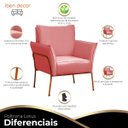 Ver imagem 4 de Poltrona para Sala Decorativa Lotus Bronze Assento Veludo Rosê - Iben Móveis