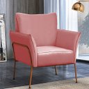 Ver imagem 3 de Poltrona para Sala Decorativa Lotus Bronze Assento Veludo Rosê - Iben Móveis