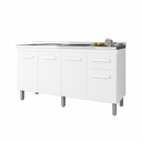 Ver imagem 5 de Balcão Cozinha Armário Gabiente Pia de 140cm Camile com 4 Portas e 1 Gavetas sem Tampo - Branco