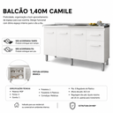 Ver imagem 2 de Balcão Cozinha Armário Gabiente Pia de 140cm Camile com 4 Portas e 1 Gavetas sem Tampo - Branco