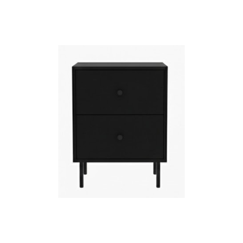 Mesa de Cabeceira 2 Gavetas Iasmin Elegance Preto All Black