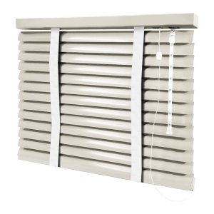 Persiana Horizontal - 1,20m Larg X 1,40m Alt - Alumínio 50mm com Fita Decorativa - Cor: Bege Claro -