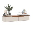 Ver imagem 1 de Rack Suspenso Pequeno Painel Parede Sala Tv Estante Quarto:off White/freijó