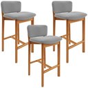 Ver imagem 1 de Kit 03 Banquetas Alta para Cozinha Sala de Jantar Bar Dara L02 Bouclê Cinza - Lyam Decor