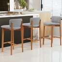 Ver imagem 2 de Kit 03 Banquetas Alta para Cozinha Sala de Jantar Bar Dara L02 Bouclê Cinza - Lyam Decor