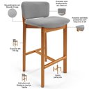 Ver imagem 4 de Kit 03 Banquetas Alta para Cozinha Sala de Jantar Bar Dara L02 Bouclê Cinza - Lyam Decor