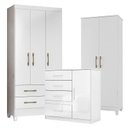 Ver imagem 1 de Guarda Roupa Infantil Lima com Cômoda Vênus e Armário Multiuso Jade Branco Brilho – Moval
