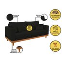 Ver imagem 2 de Sofá Living 3 Lugares Linho Resistente Madeira e Almofadas