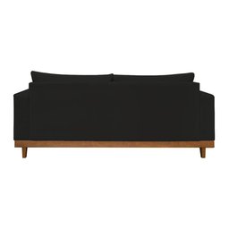 Sofá Living 3 Lugares Linho Resistente Madeira + Almofadas Cor:preto - 4