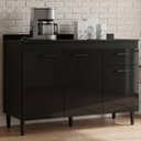Ver imagem 1 de Balcão Cozinha Pia 120cm com Tampo Classic P11 Preto/Marmore - Mpozenato