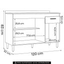 Ver imagem 4 de Balcão Cozinha Pia 120cm com Tampo Classic P11 Preto/Marmore - Mpozenato