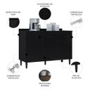 Ver imagem 3 de Balcão Cozinha Pia 120cm com Tampo Classic P11 Preto/Marmore - Mpozenato