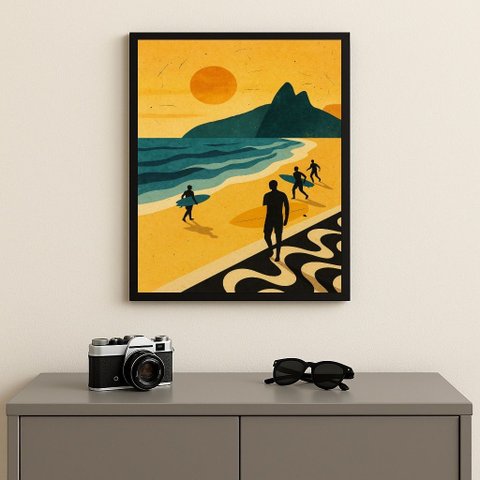 Quadro Arte Rio de Janeiro - Surf 45x34cm Mold Preta