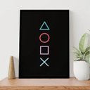 Ver imagem 1 de Quadro Gamer Símbolos Vídeo Game 24x18cm:Madeira preta