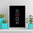 Ver imagem 2 de Quadro Gamer Símbolos Vídeo Game 24x18cm:Madeira preta