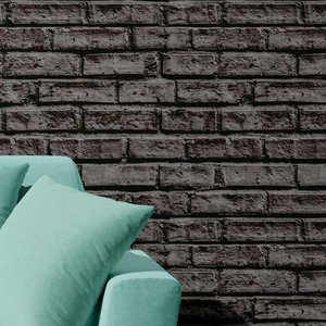 Papel de Parede 3d Adesivo Tijolo Preto Autocolante