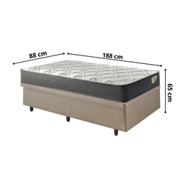 Cama Box com Baú Solteiro 88x188 com Colchão Adapto Molas Ensacadas Ecoflex Courino Linho - 2