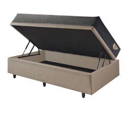 Cama Box com Baú Solteiro 88x188 com Colchão Adapto Molas Ensacadas Ecoflex Courino Linho - 5