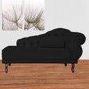 Ver imagem 1 de Divã Recamier Namoradeira Larissa 150cm Suede Preto - Lm Decor