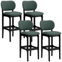 Ver imagem 1 de Kit 4 Banquetas Alta Bar Cozinha Sala Jantar Fixa Betta L02 Preto Linho Verde Musgo - Lyam Decor