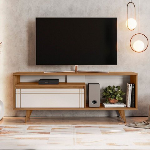 Rack para Tv até 60 Polegadas 1 Porta Tasu Freijó Trend/off White Tx - Pnr Móveis